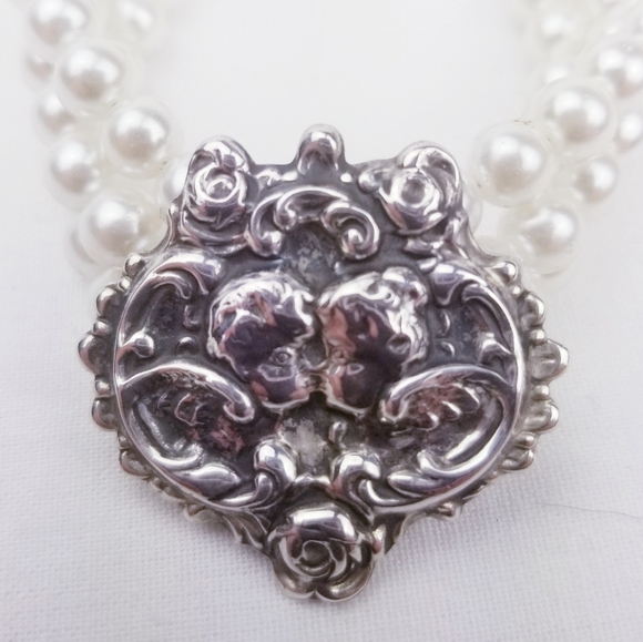 Artisan 925 SS & Faux Pearl Bracelet & Earrings - Picture 5 of 16